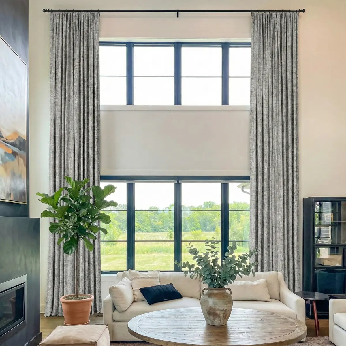 DraperyUS Costom Extra Long 100% Blackout Linen Curtains - Ash Beige - A perfect blend of cool ash and warm beige for versatile styling.