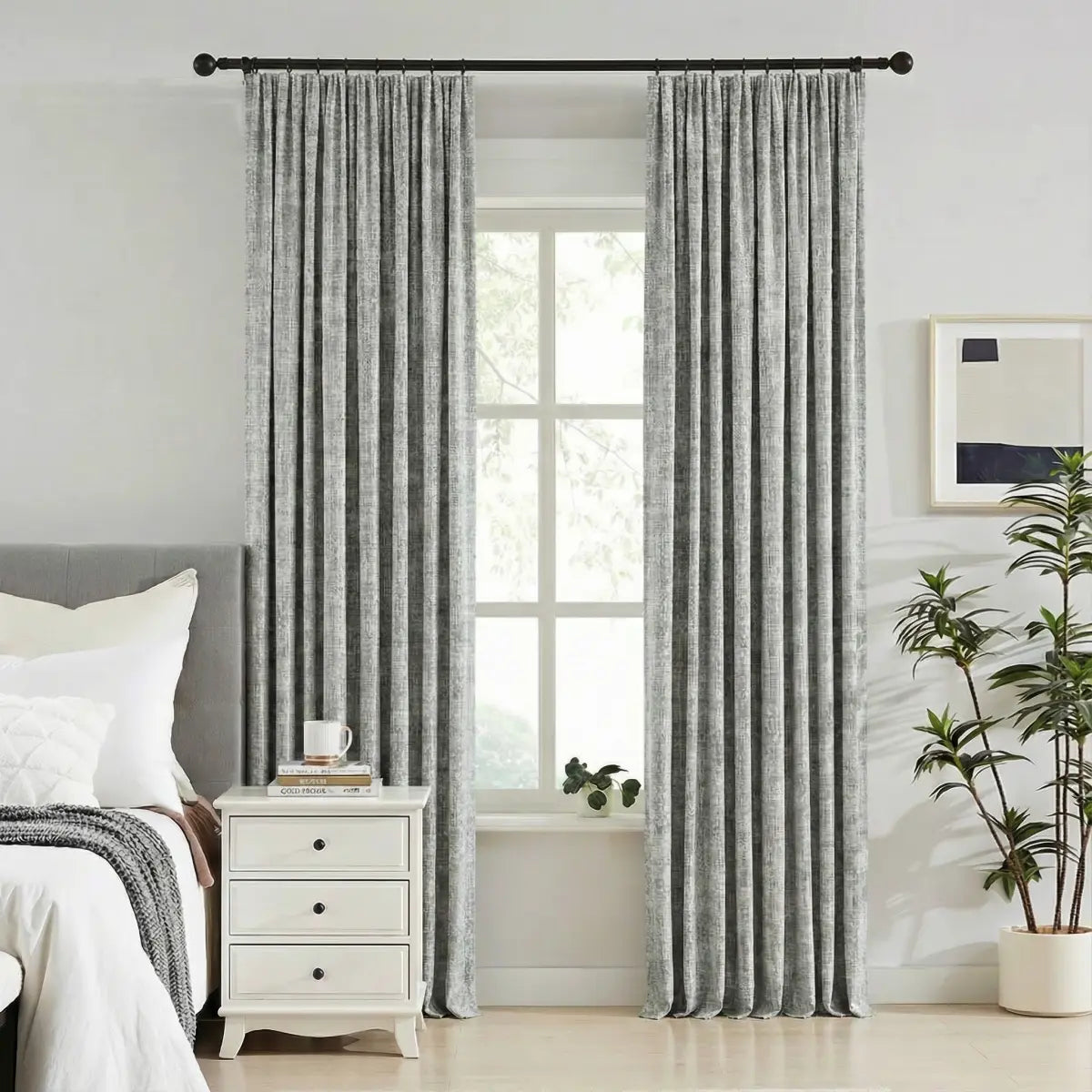 DraperyUS Custom 100% Blackout Linen Curtains - Ash Beige - A perfect blend of cool ash and warm beige for versatile styling.