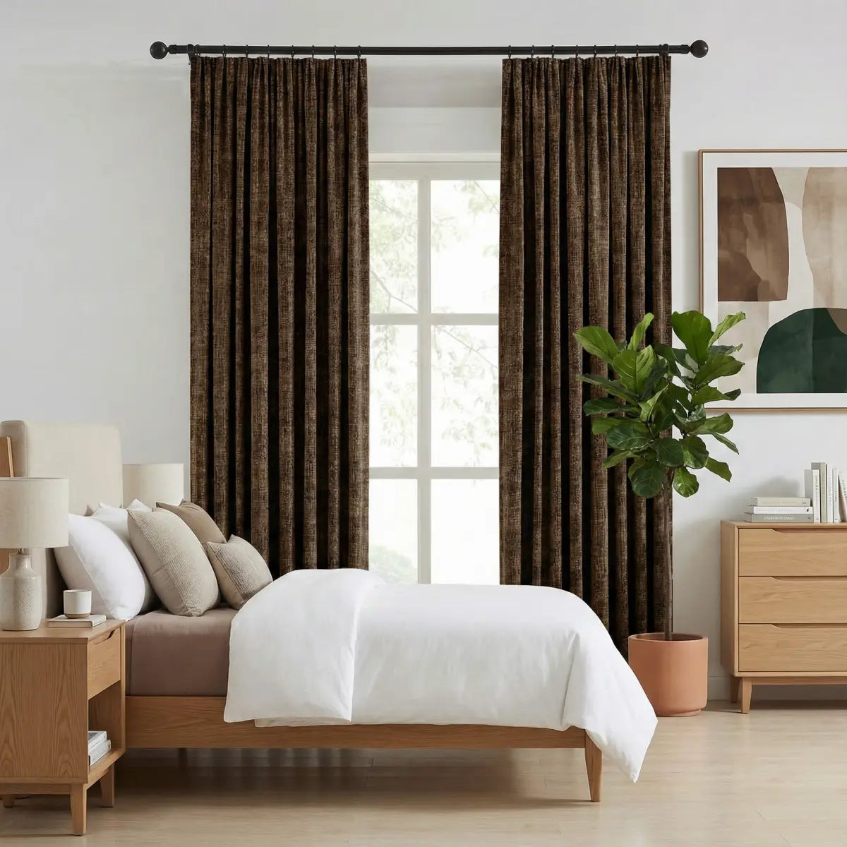 DraperyUS Custom 100% Blackout Linen Curtains - Espresso Brown - A bold and dark coffee-inspired brown for luxurious warmth.