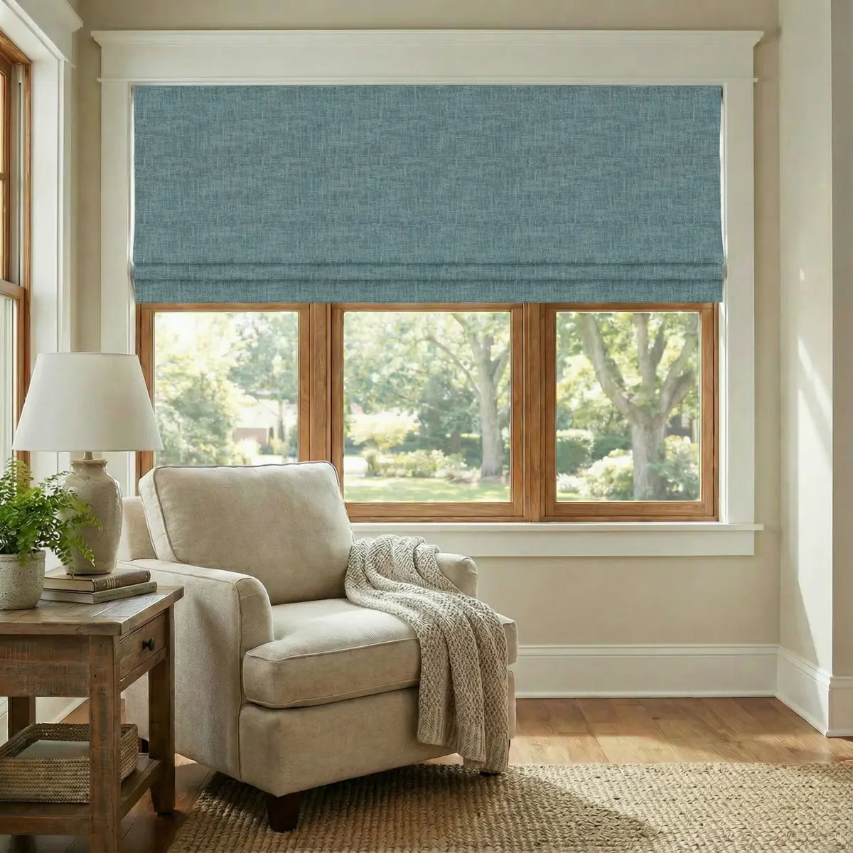 DraperyUS Custom Roman Shades - Jade Green - A sophisticated and calm green inspired by natural jade.