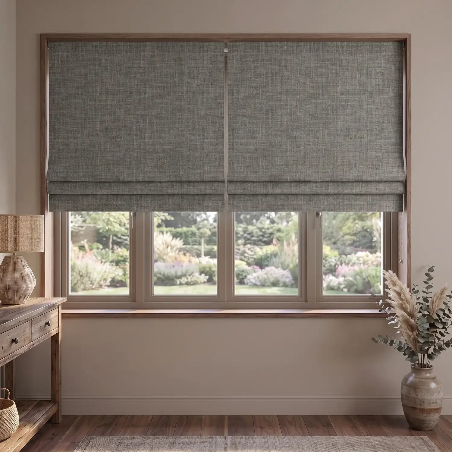 Custom Roman Shade - Mushroom in room