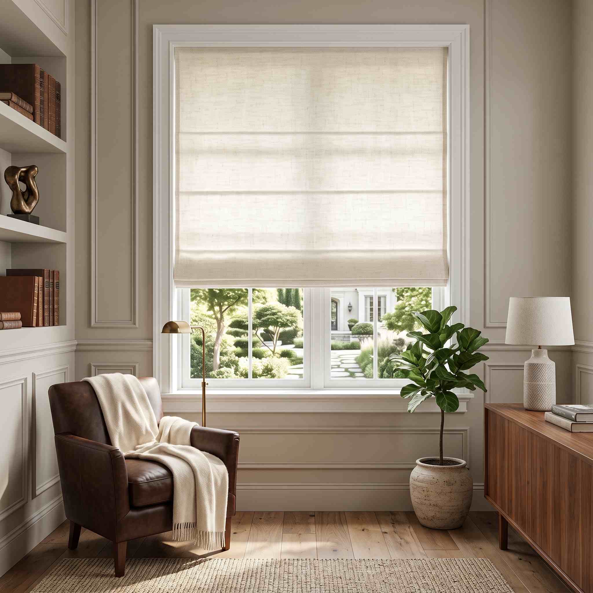 DraperyUS Custom Roman Shades Cream White