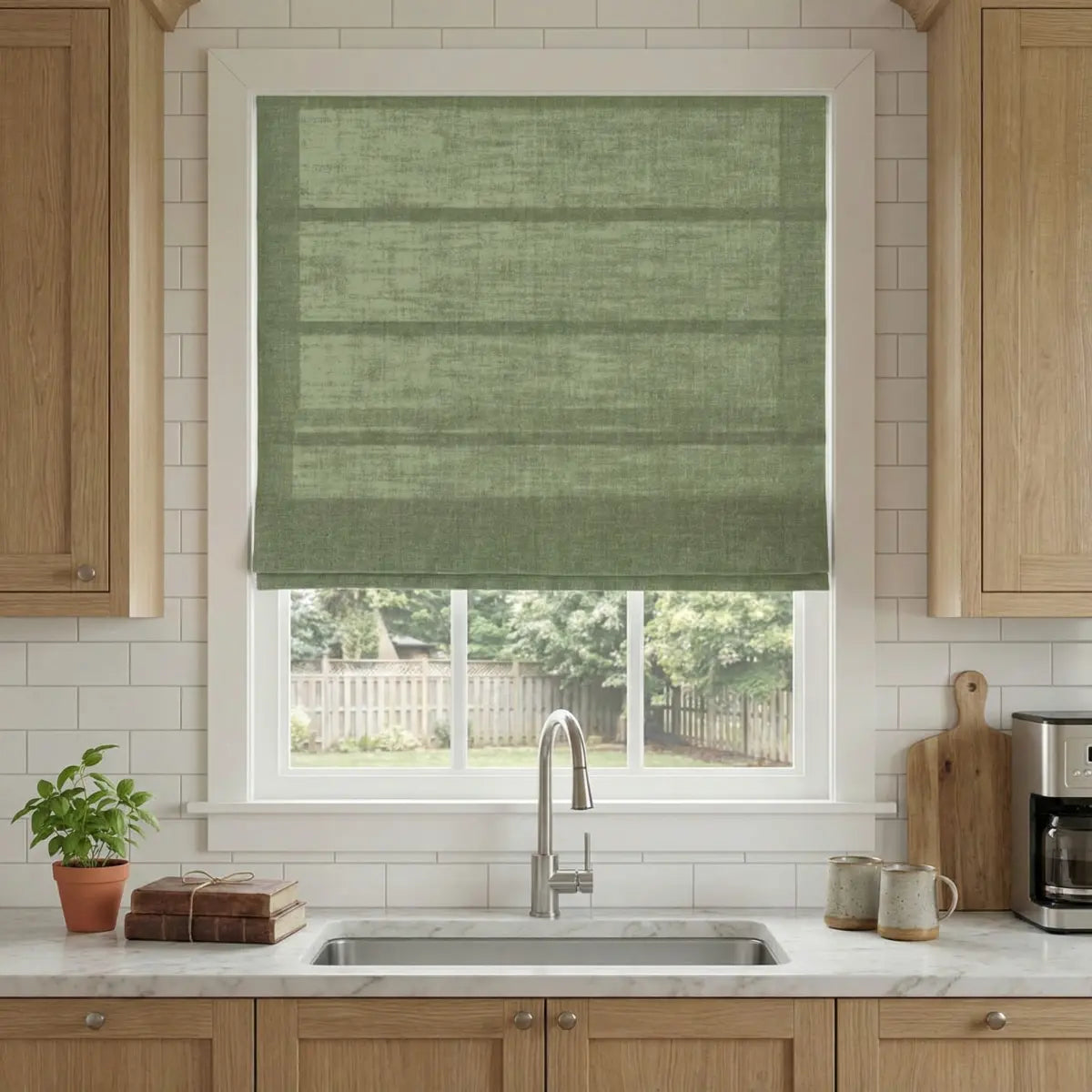 DraperyUS Custom Roman Shades Light Sage Green