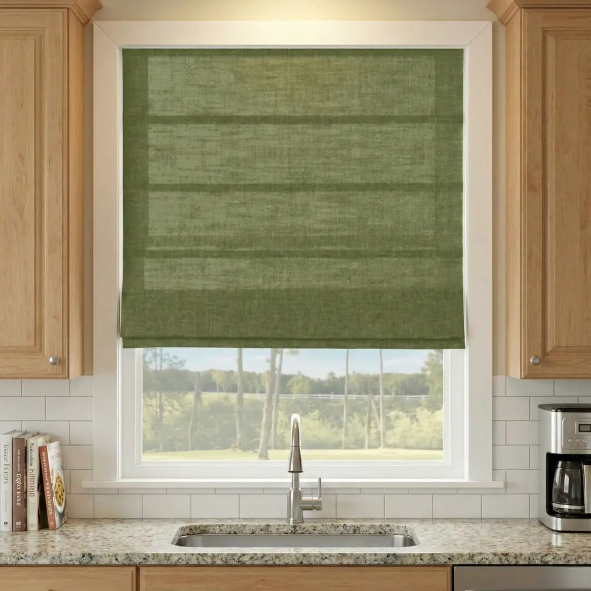 DraperyUS Custom Roman Shades Olive Green