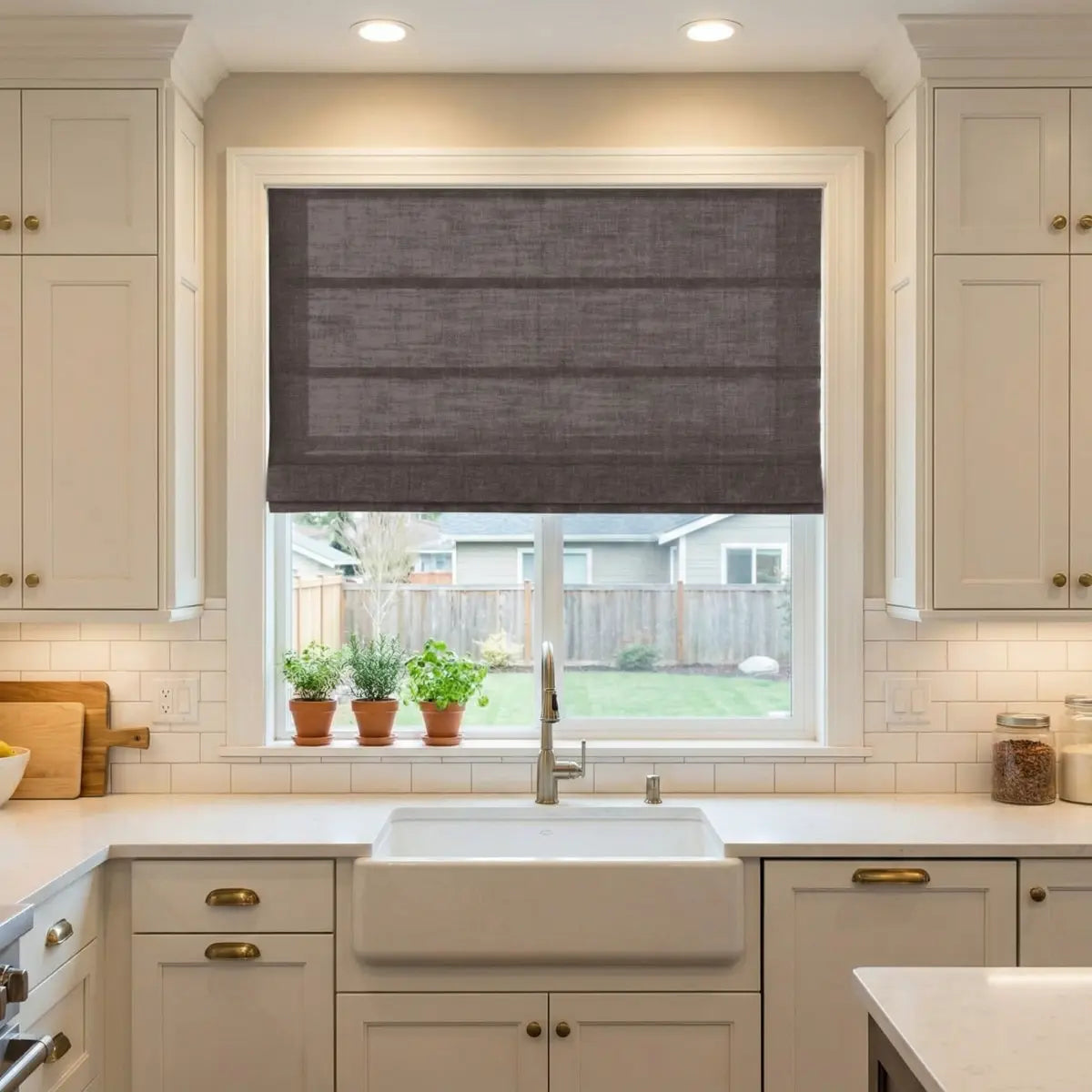 DraperyUS Custom Roman Shades Gravel Gray