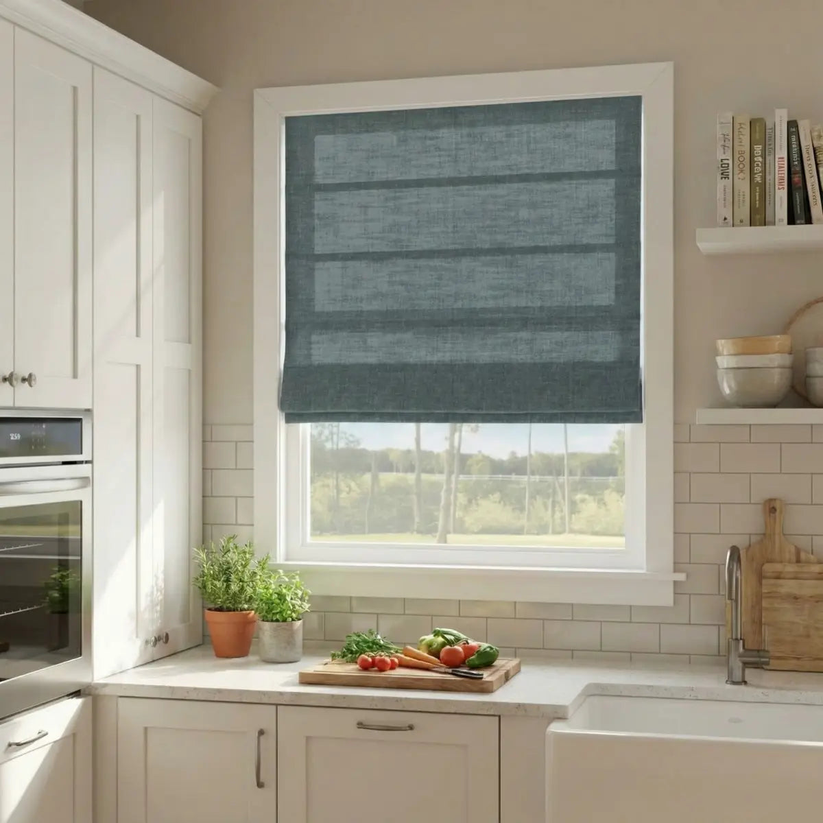 DraperyUS Custom Roman Shades Light Steel Blue