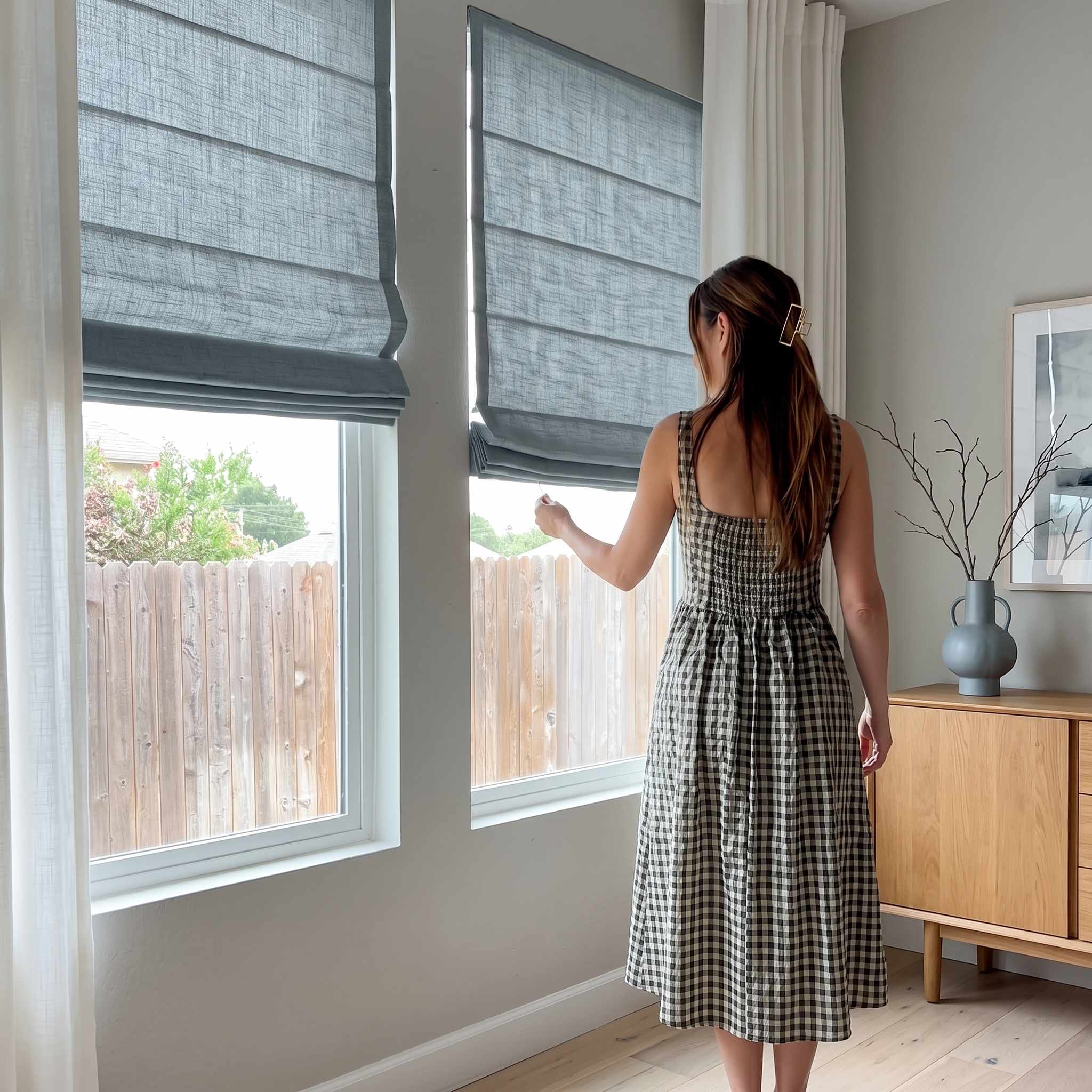 DraperyUS Custom Roman Shades Light Steel Blue