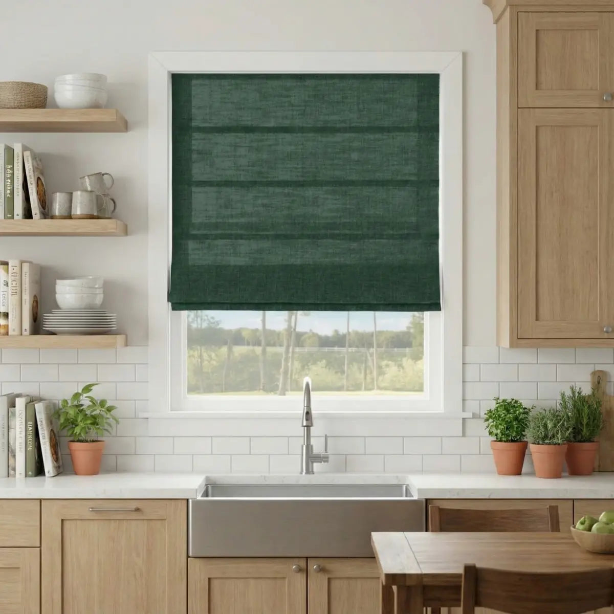 DraperyUS Custom Roman Shades Ink Moss