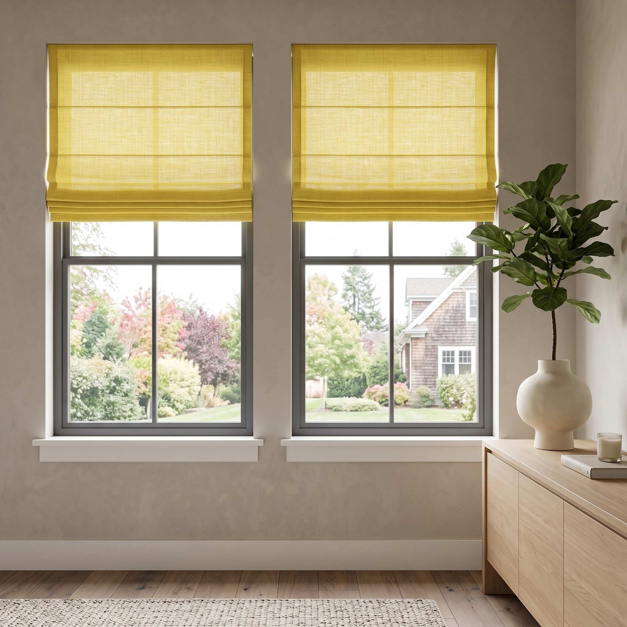 DraperyUS Custom Roman Shades Bright Yellow