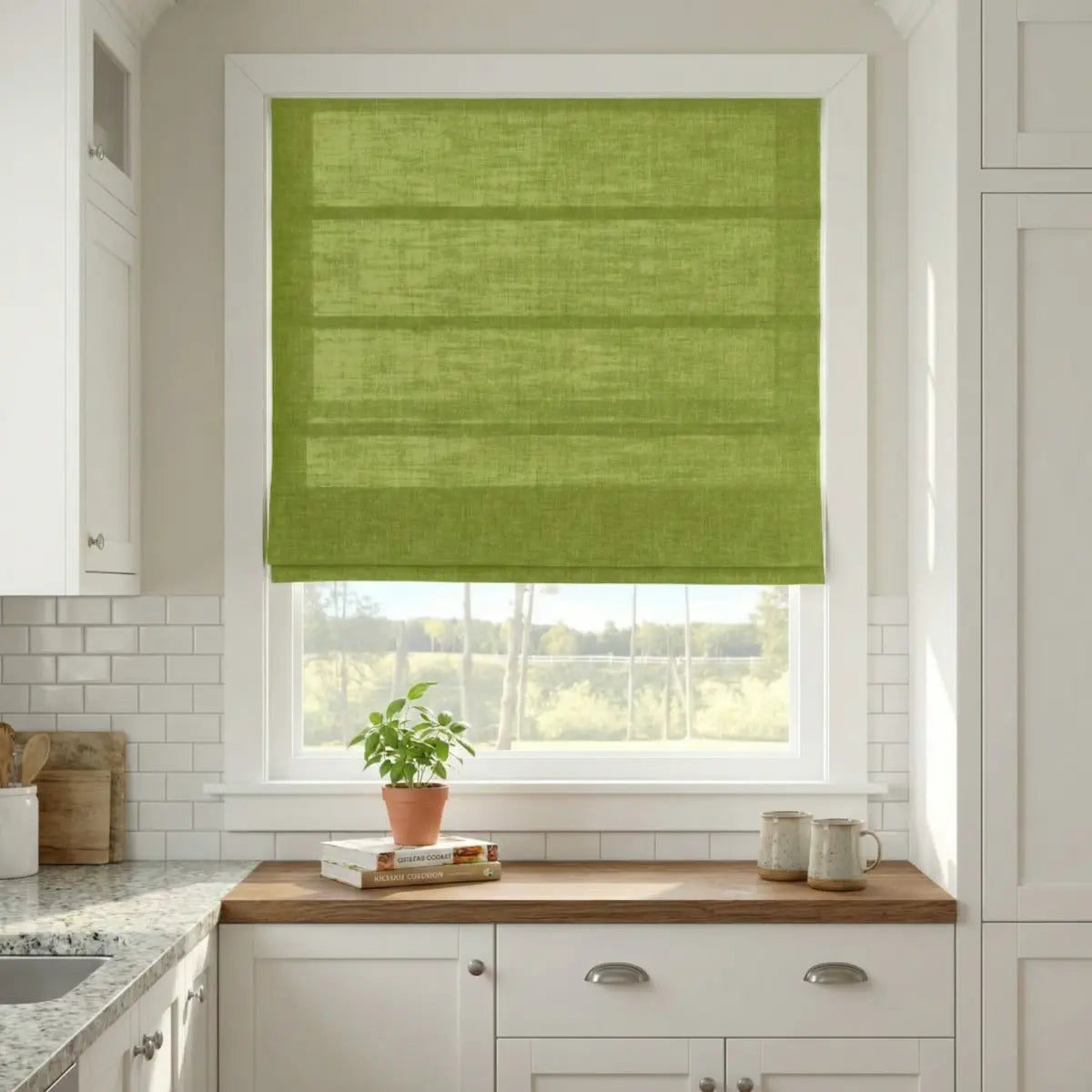 DraperyUS Custom Roman Shades Lime Green