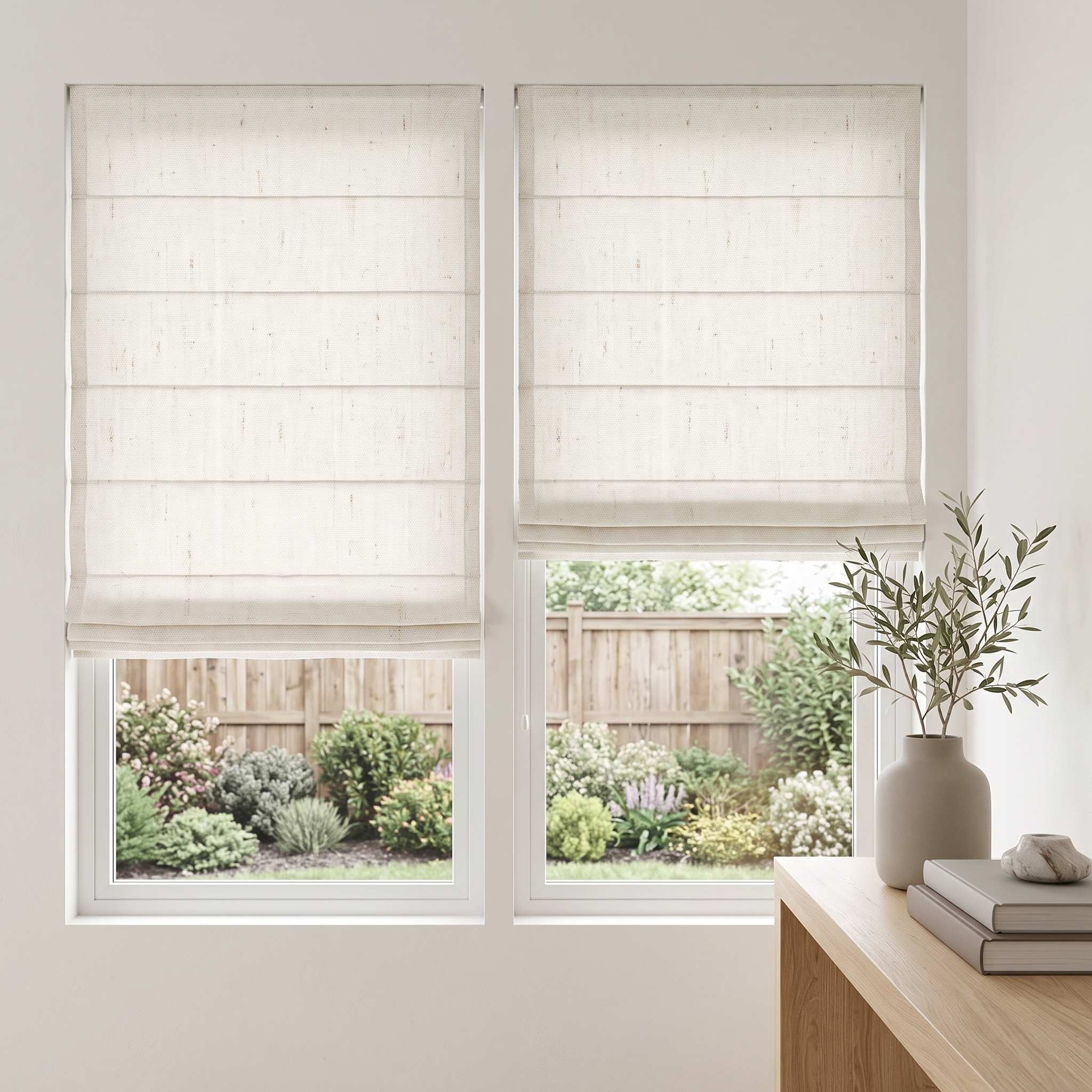 DraperyUS Custom Roman Shades Cream White