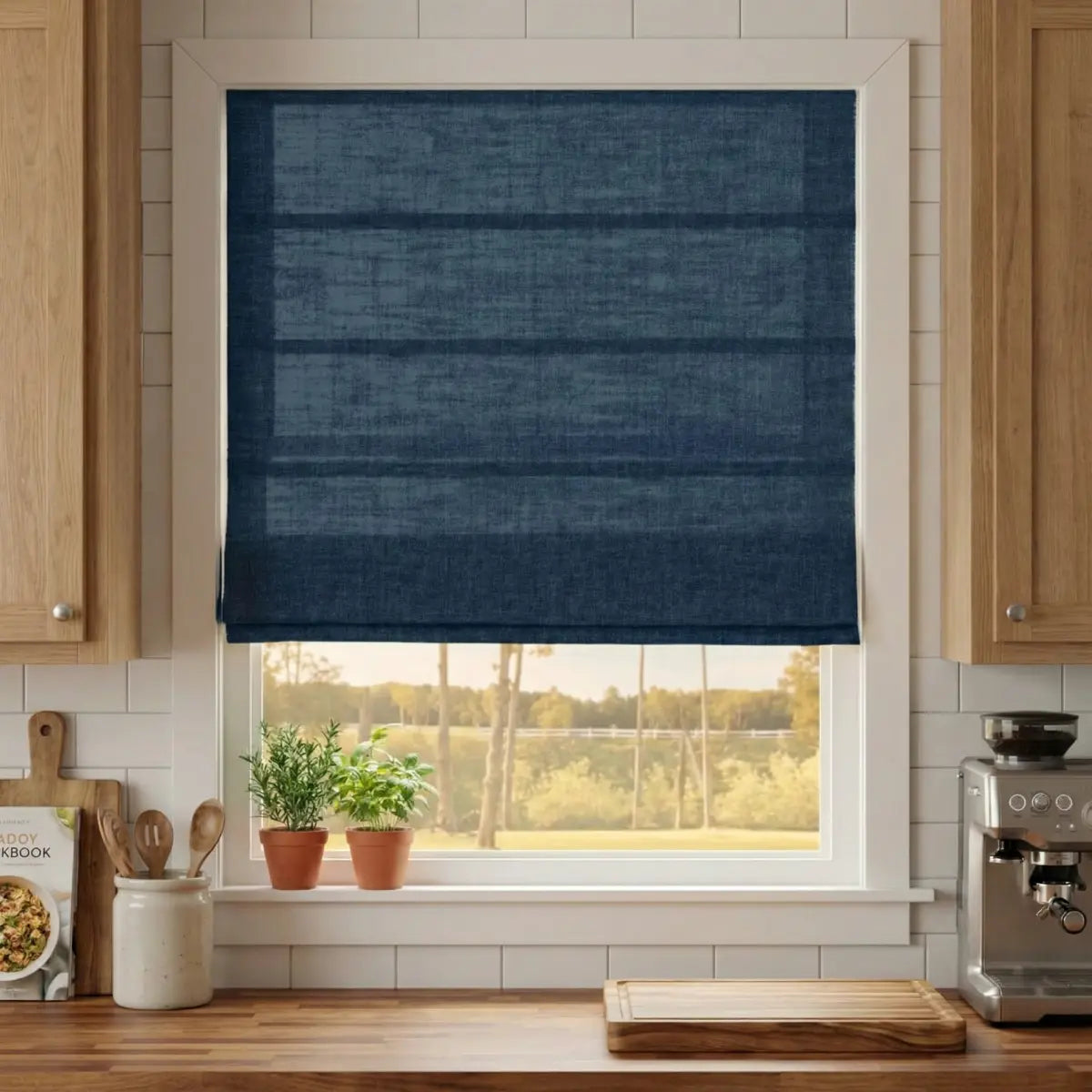 DraperyUS Custom Roman Shades Deep Jade