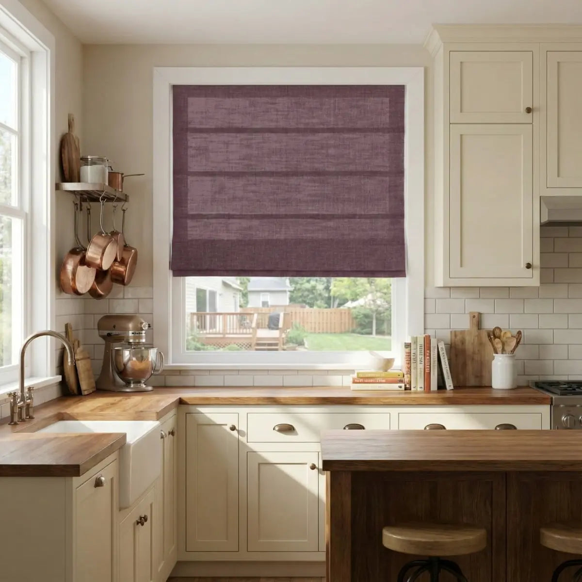 DraperyUS Custom Roman Shades Mist Lavender