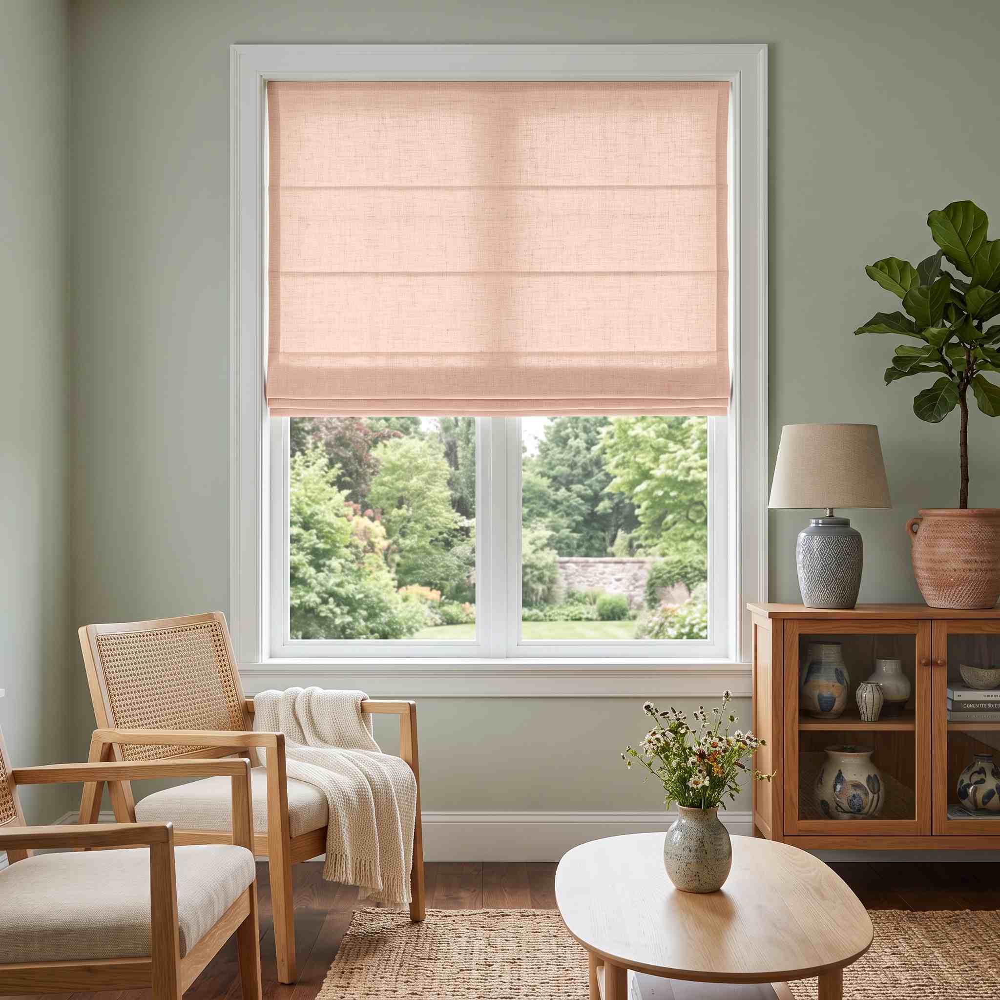 DraperyUS Custom Roman Shades Sand Beige