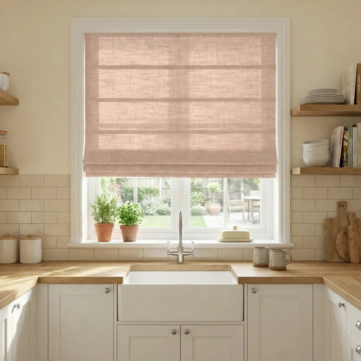 DraperyUS Custom Roman Shades Sand Beige
