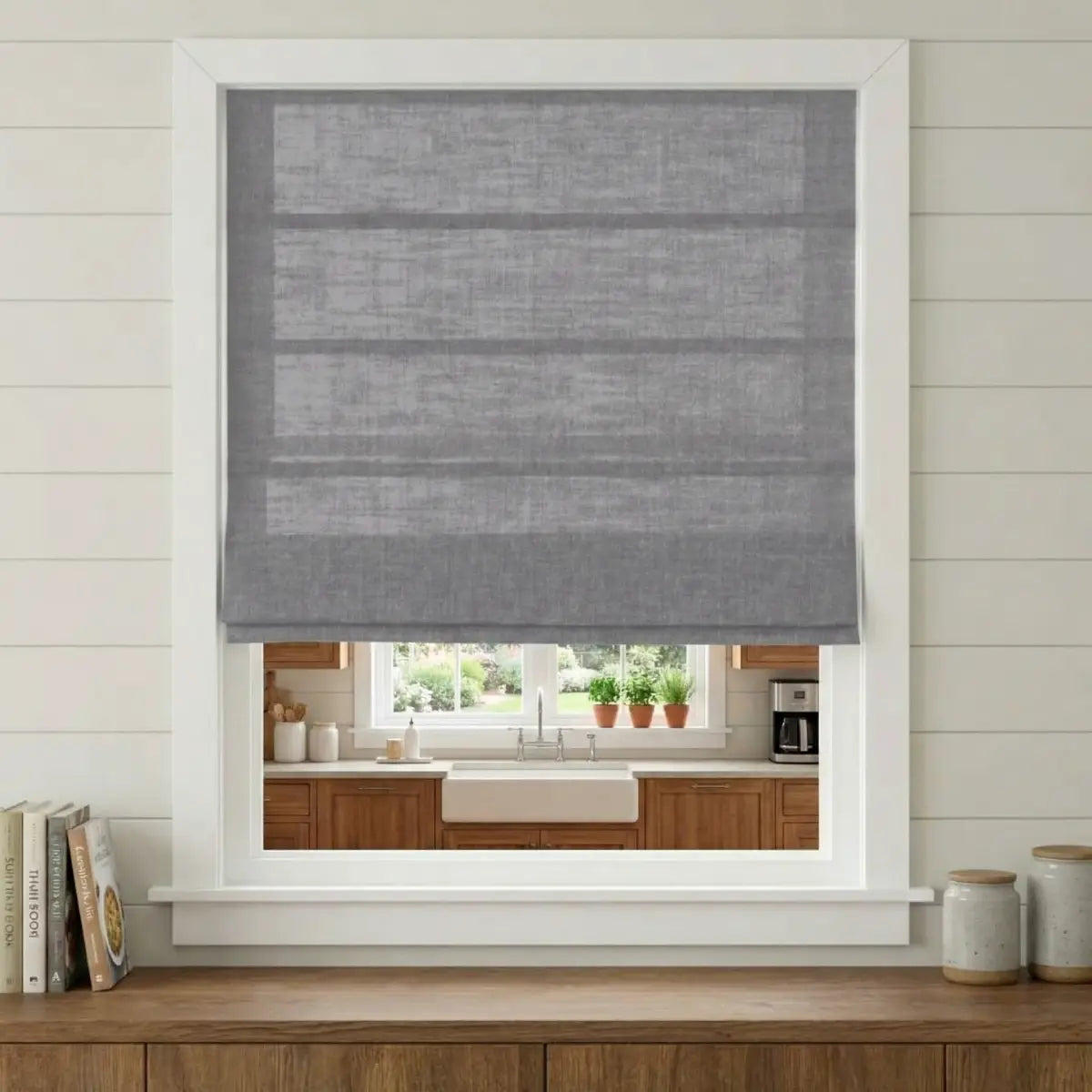DraperyUS Custom Roman Shades Pale Gravel