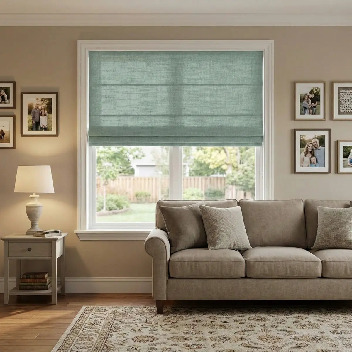 DraperyUS Custom Roman Shades Pale Moss