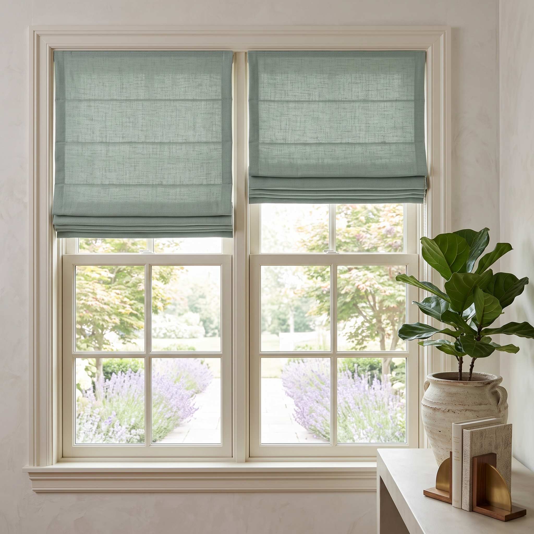DraperyUS Custom Roman Shades Pale Moss