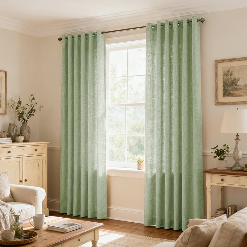 Custom Light Filtering Linen Curtains for Living Room & Bedroom