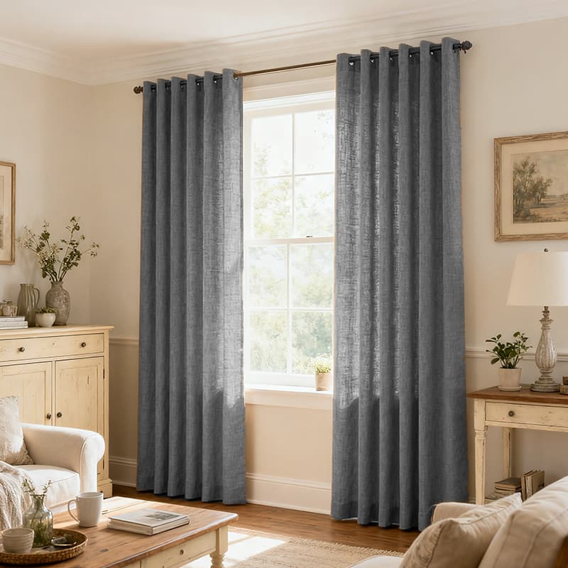Custom Light Filtering Linen Curtains for Living Room & Bedroom