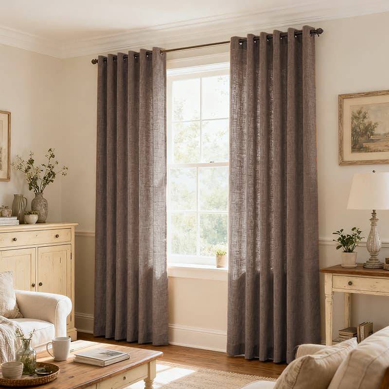 Custom Light Filtering Linen Curtains for Living Room & Bedroom