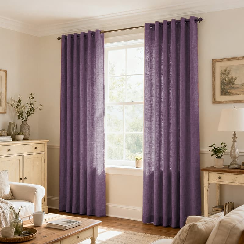 Custom Light Filtering Linen Curtains for Living Room & Bedroom