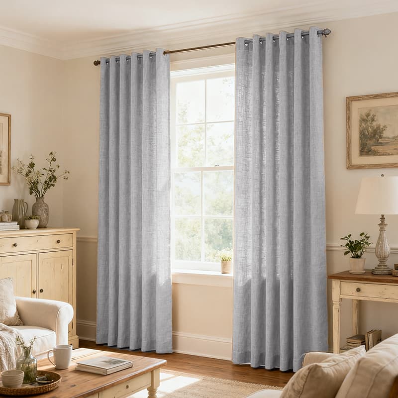Custom Light Filtering Linen Curtains for Living Room & Bedroom