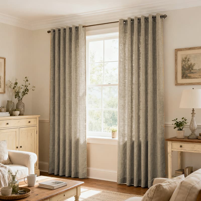 Custom Light Filtering Linen Curtains for Living Room & Bedroom