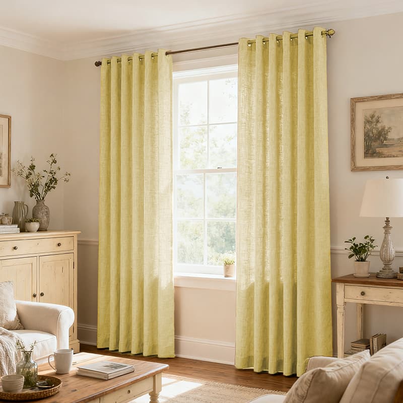 Custom Light Filtering Linen Curtains for Living Room & Bedroom