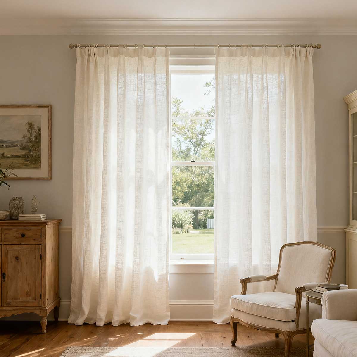 Custom Light Filtering Linen Curtains for Living Room & Bedroom