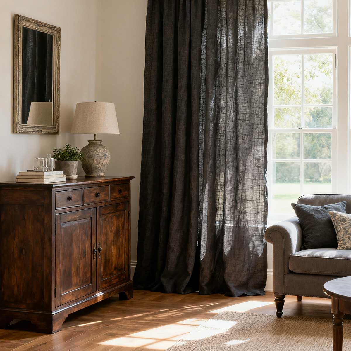 Custom Light Filtering Linen Curtains for Living Room & Bedroom