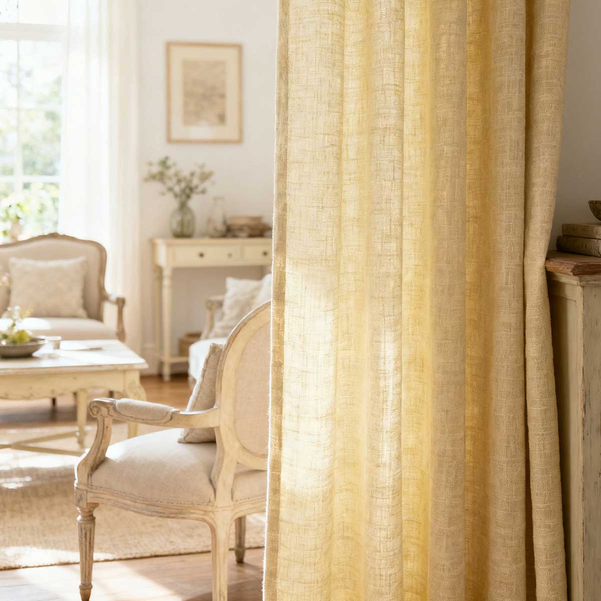 Custom Light Filtering Linen Curtains for Living Room & Bedroom