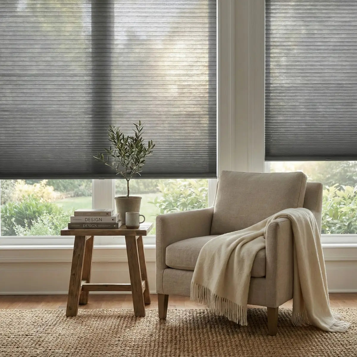 Custom semi-blackout Honeycomb Shades