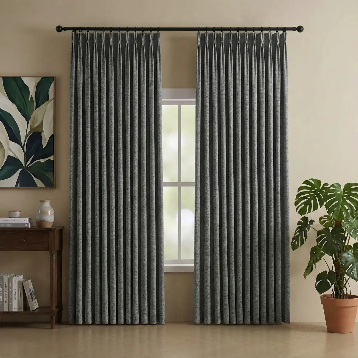DraperyUS Custom Blackout Linen Curtains - Dusty Blue - A calm blue with a sophisticated grey undertone.