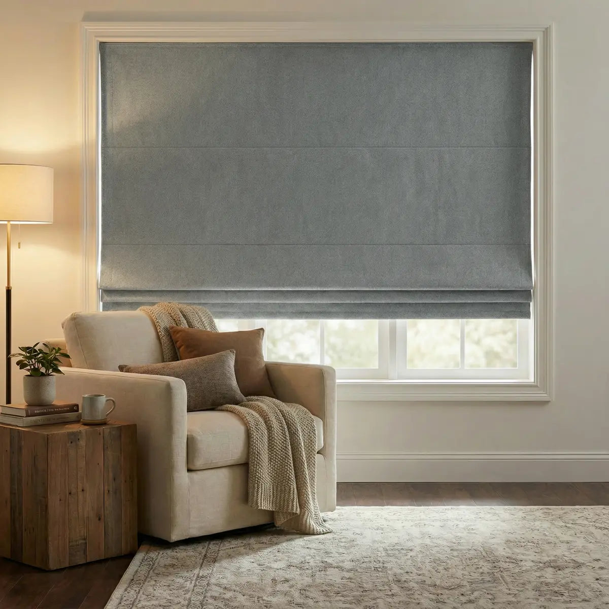 DraperyUS Custom Roman Shades - Ocean Green - A light cyan-blue reminiscent of tranquil waters.