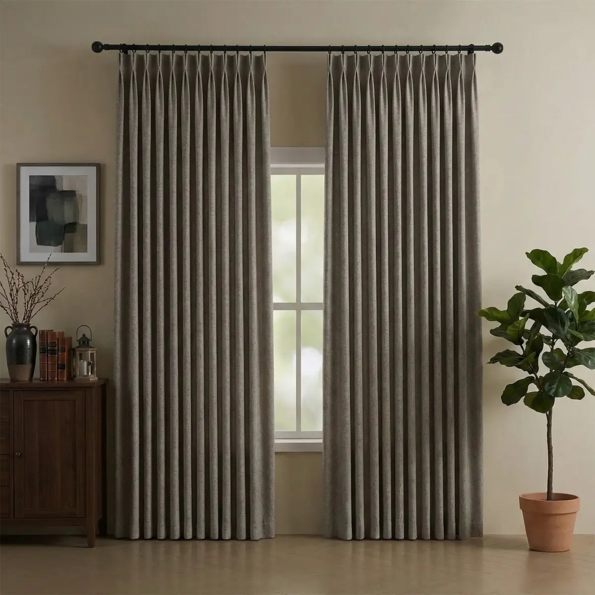 DraperyUS Custom Blackout Linen Curtains - Silver Grey - A bright, metallic-toned grey for modern interiors.