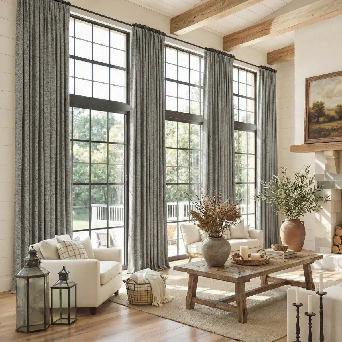 DraperyUS Custom Extra Long 100% Blackout Linen Curtains - Silver Grey - A bright, metallic-toned grey for modern interiors.