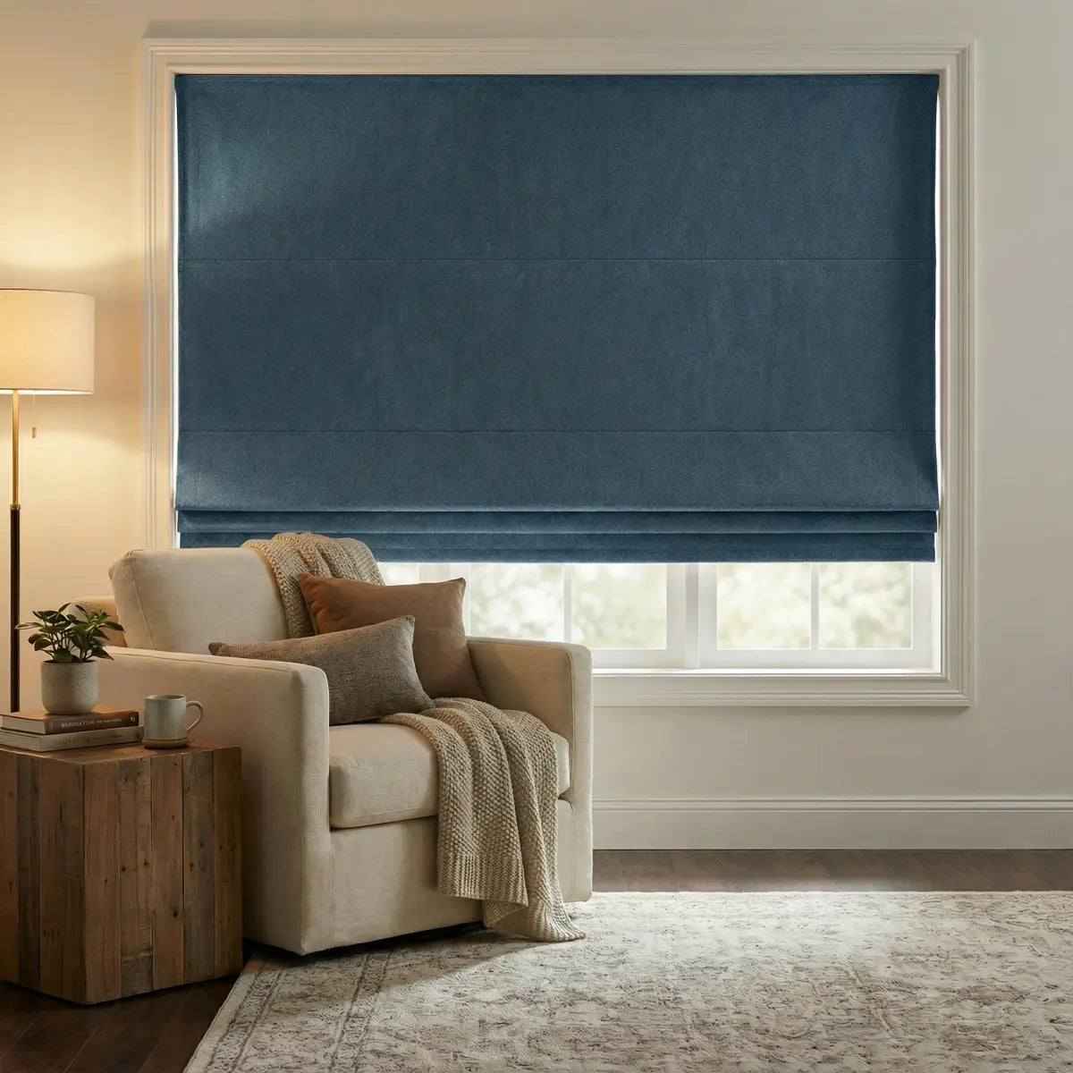 DraperyUS Custom Roman Shades - Peacock Green - An elegant and rich deep blue-green.