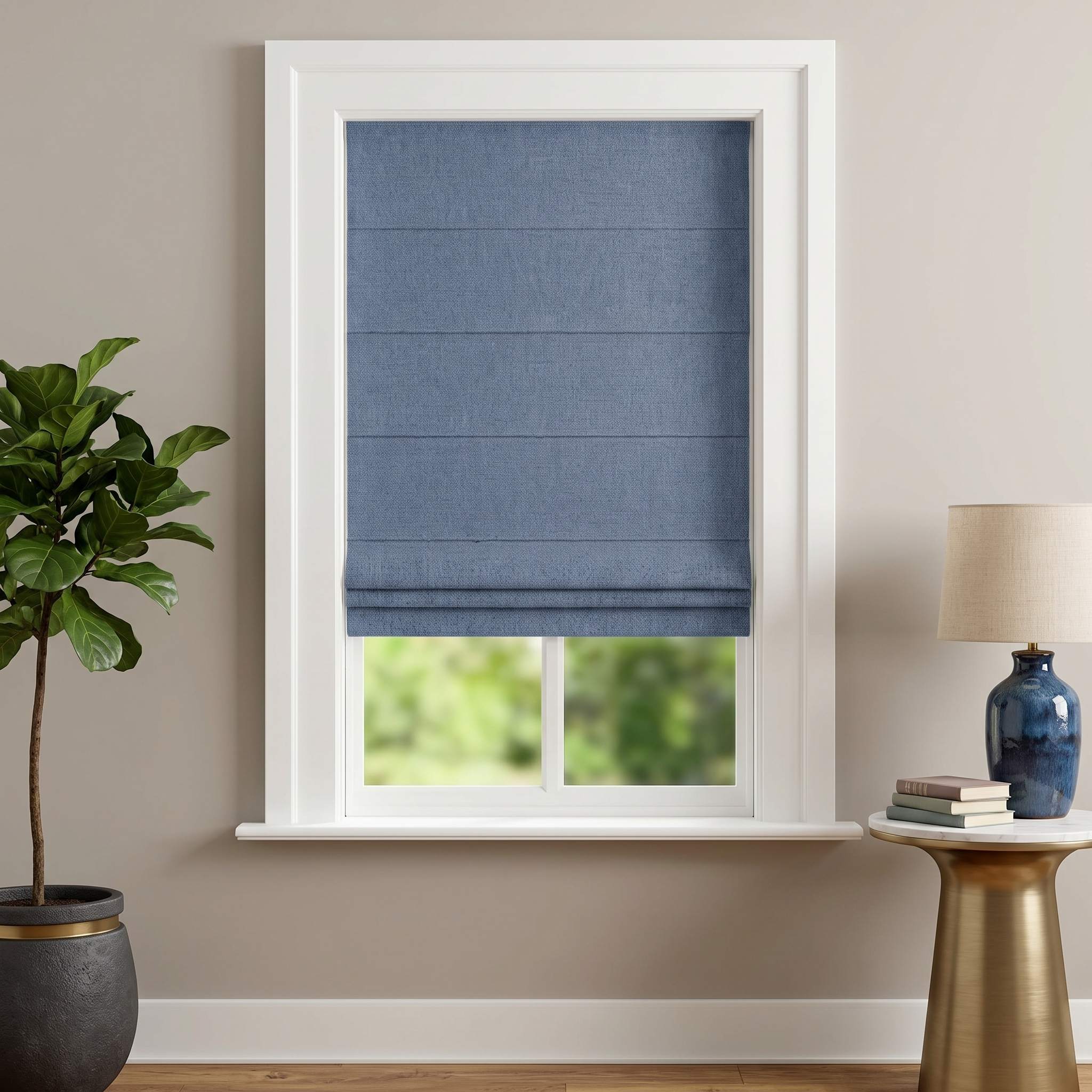 DraperyUS Custom Roman Shades - Foggy Blue - A classic Morandi blue with a misty finish.