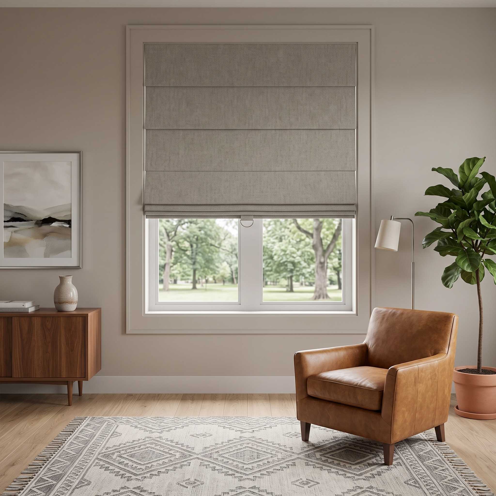 DraperyUS Custom Roman Shades - Pale Greige - A soft blend of beige and grey for a modern look.
