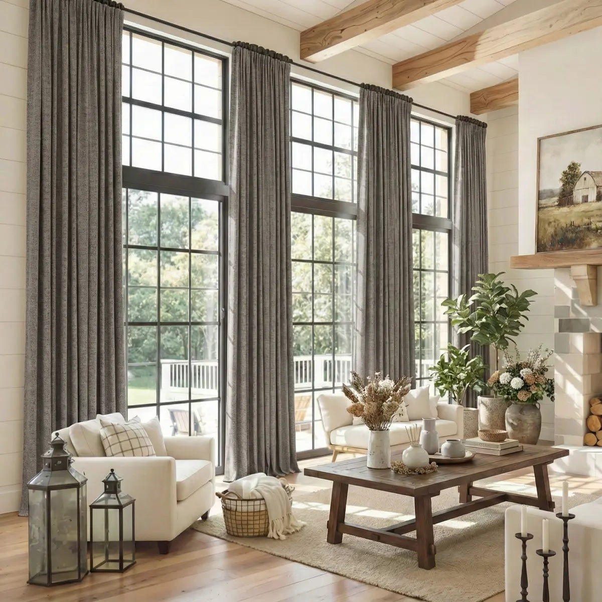 DraperyUS Custom Extra Long 100% Blackout Linen Curtains - Medium Grey - A standard, versatile neutral for any home.