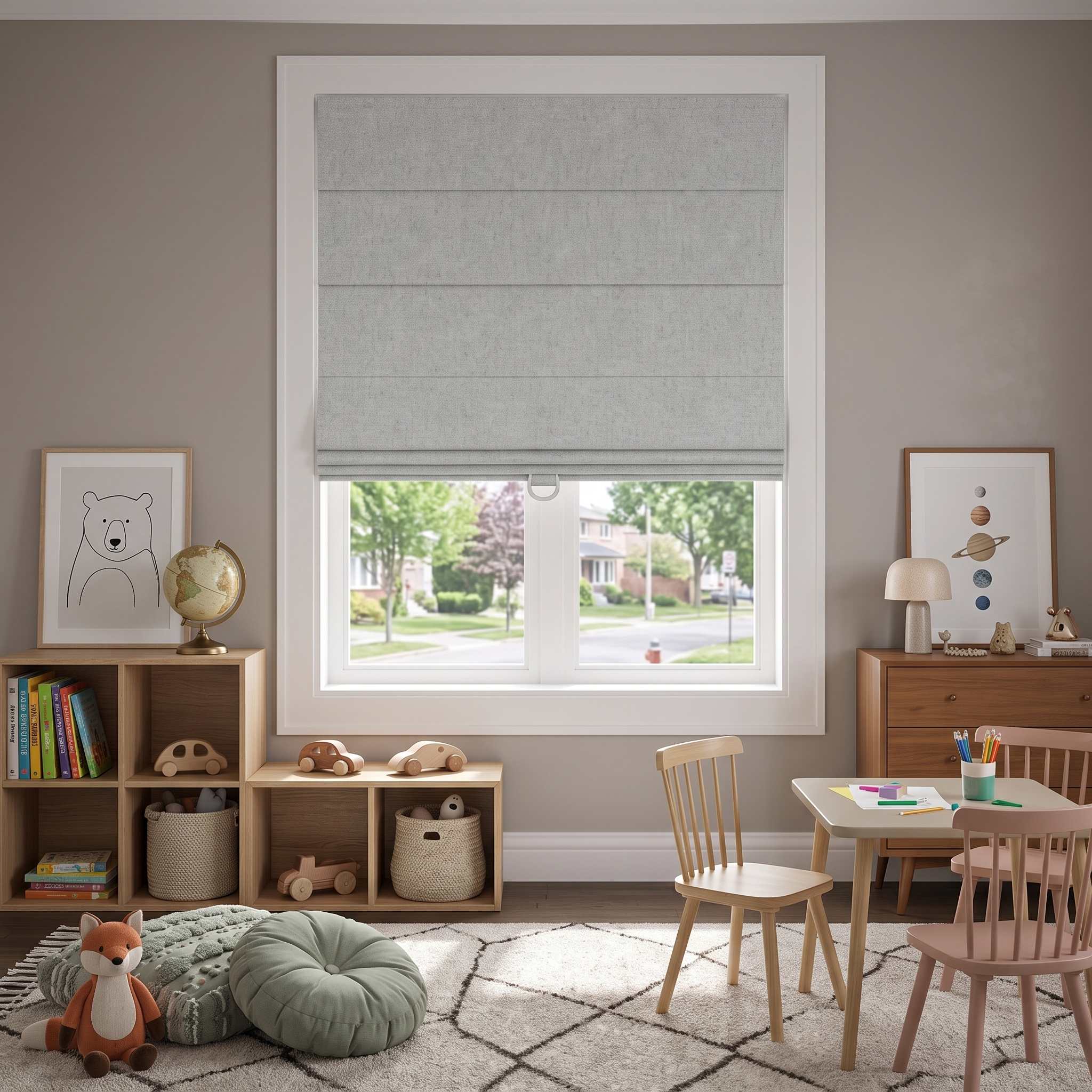 DraperyUS Custom Roman Shades - Off-White/Cloud - An extremely light grey-white for a clean look.