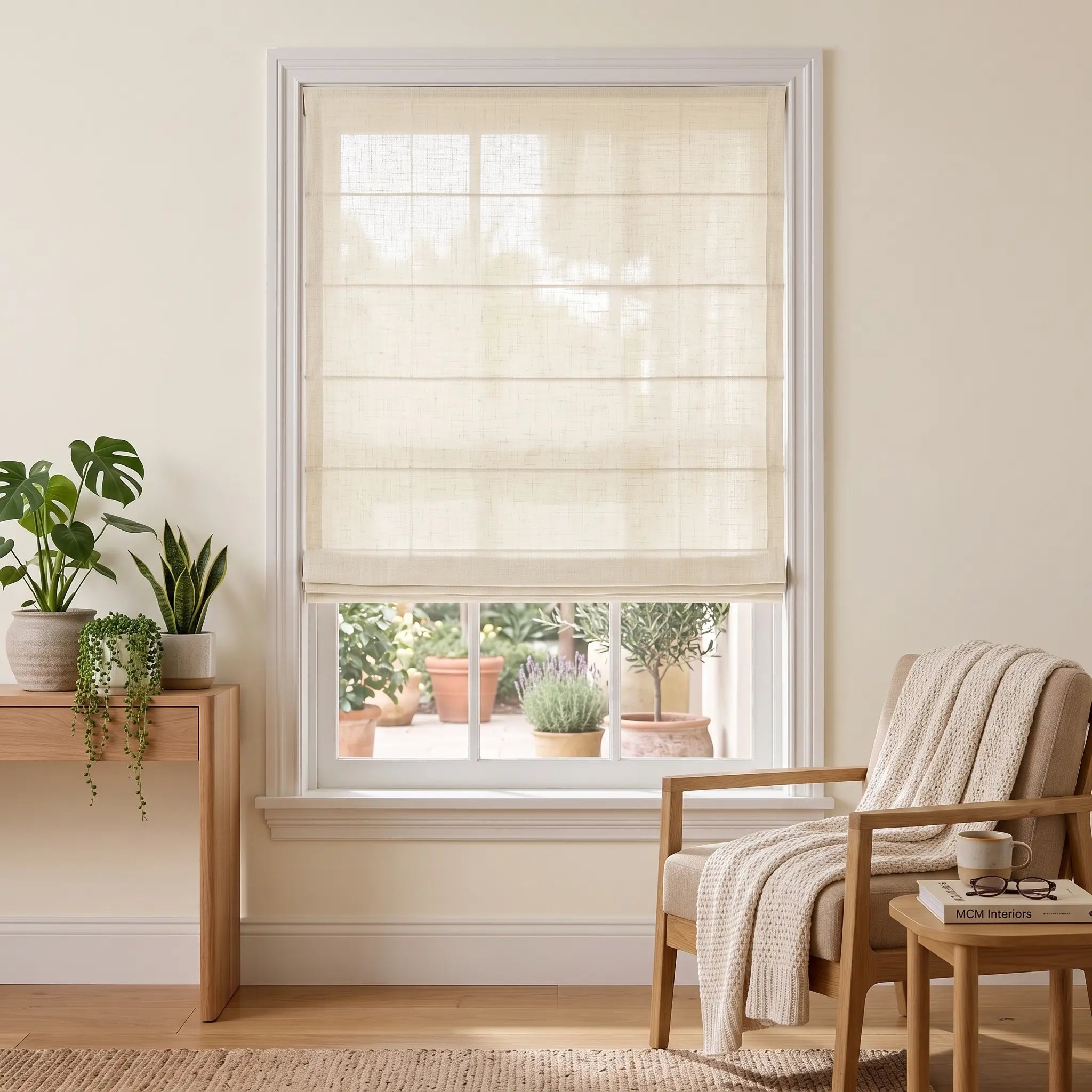 DraperyUS Custom Roman Shades Light Cream