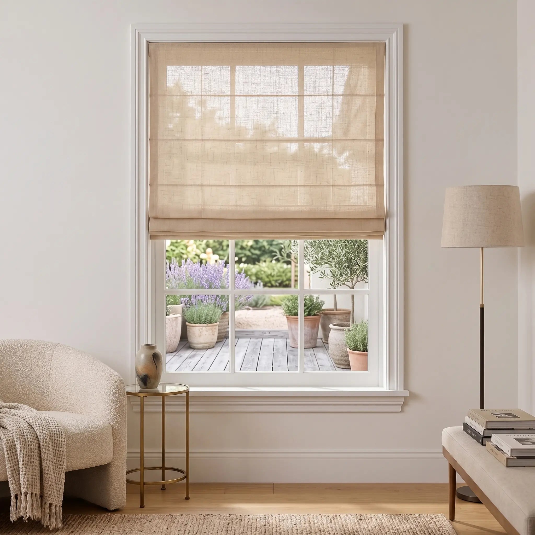 DraperyUS Custom Roman Shades Sandy Taupe