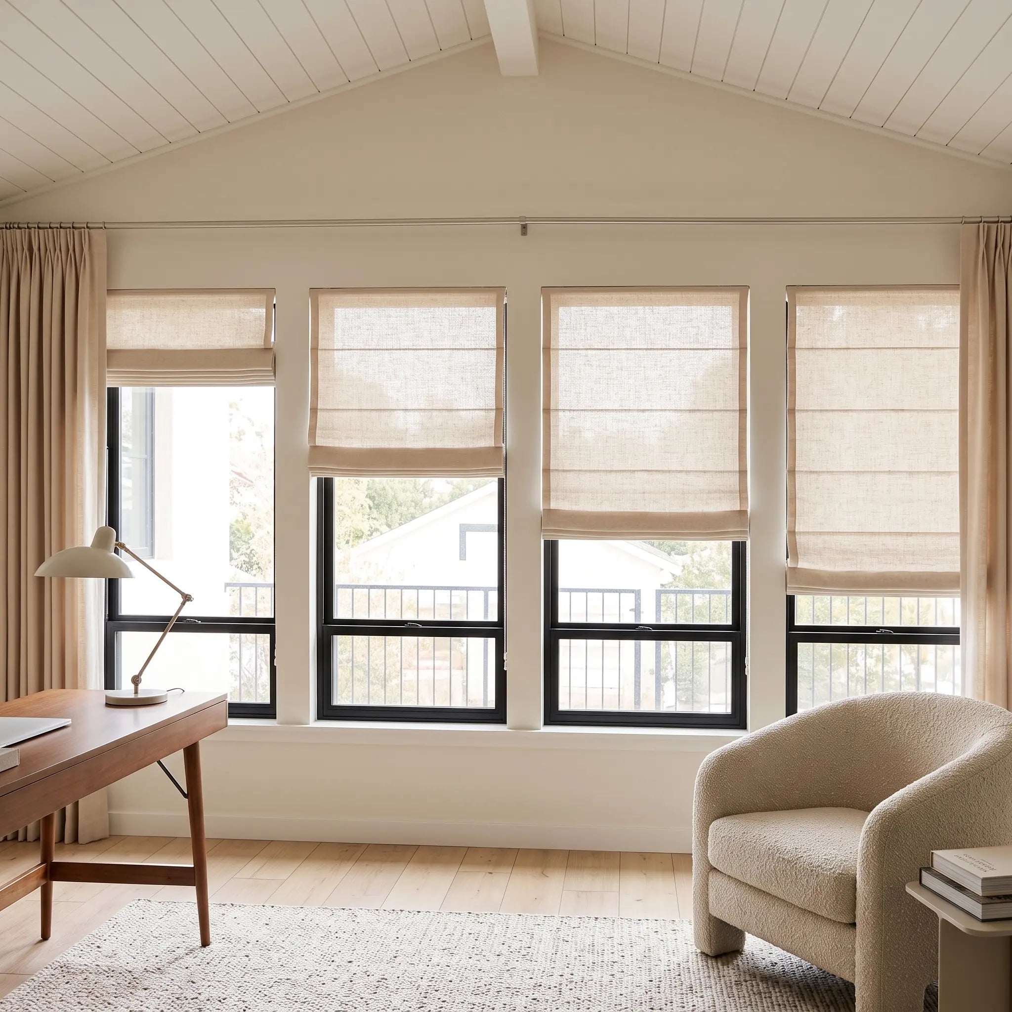 DraperyUS Custom Roman Shades Sandy Taupe