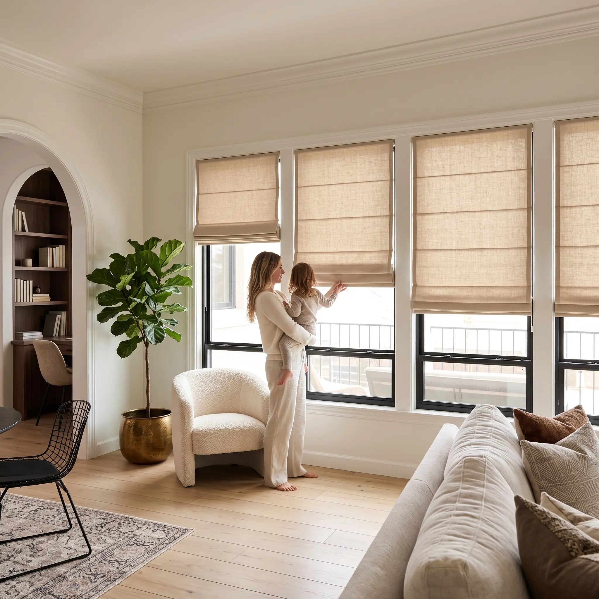 DraperyUS Custom Roman Shades Olive Khaki