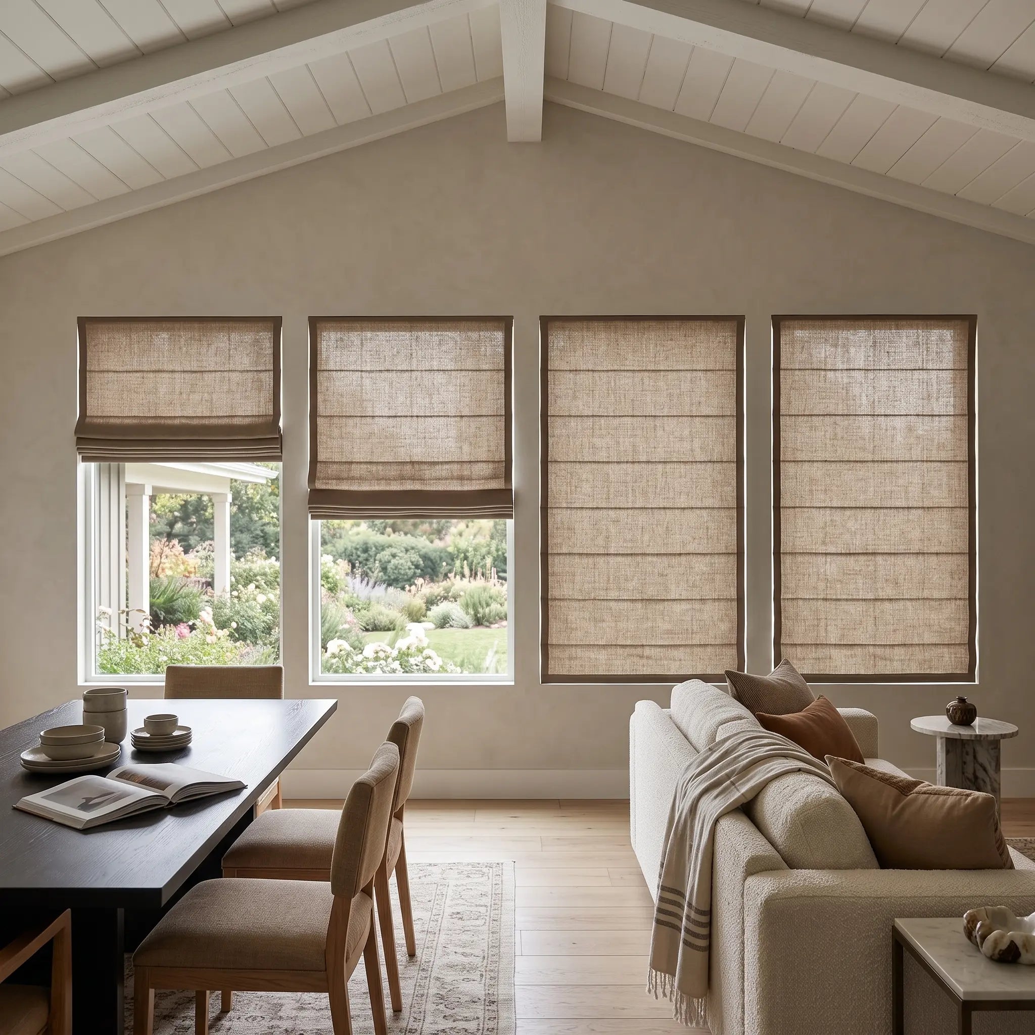 DraperyUS Custom Roman Shades Light Brown