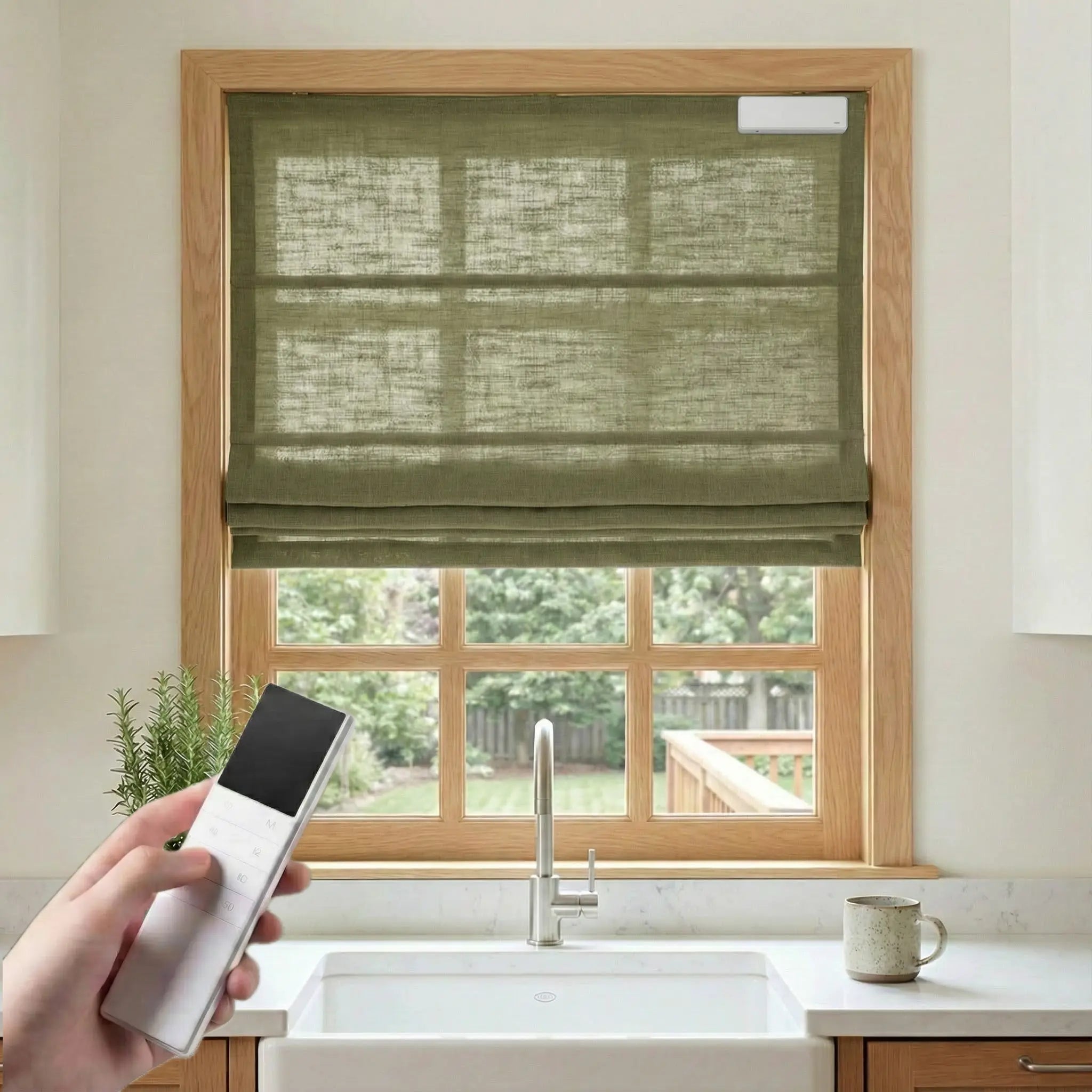 DraperyUS Costom Roman Shades Olive Moss