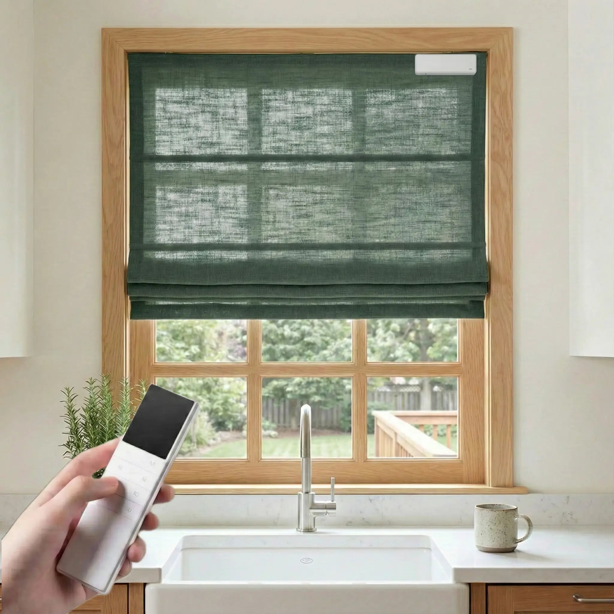 DraperyUS Costom Roman Shades Forest Moss