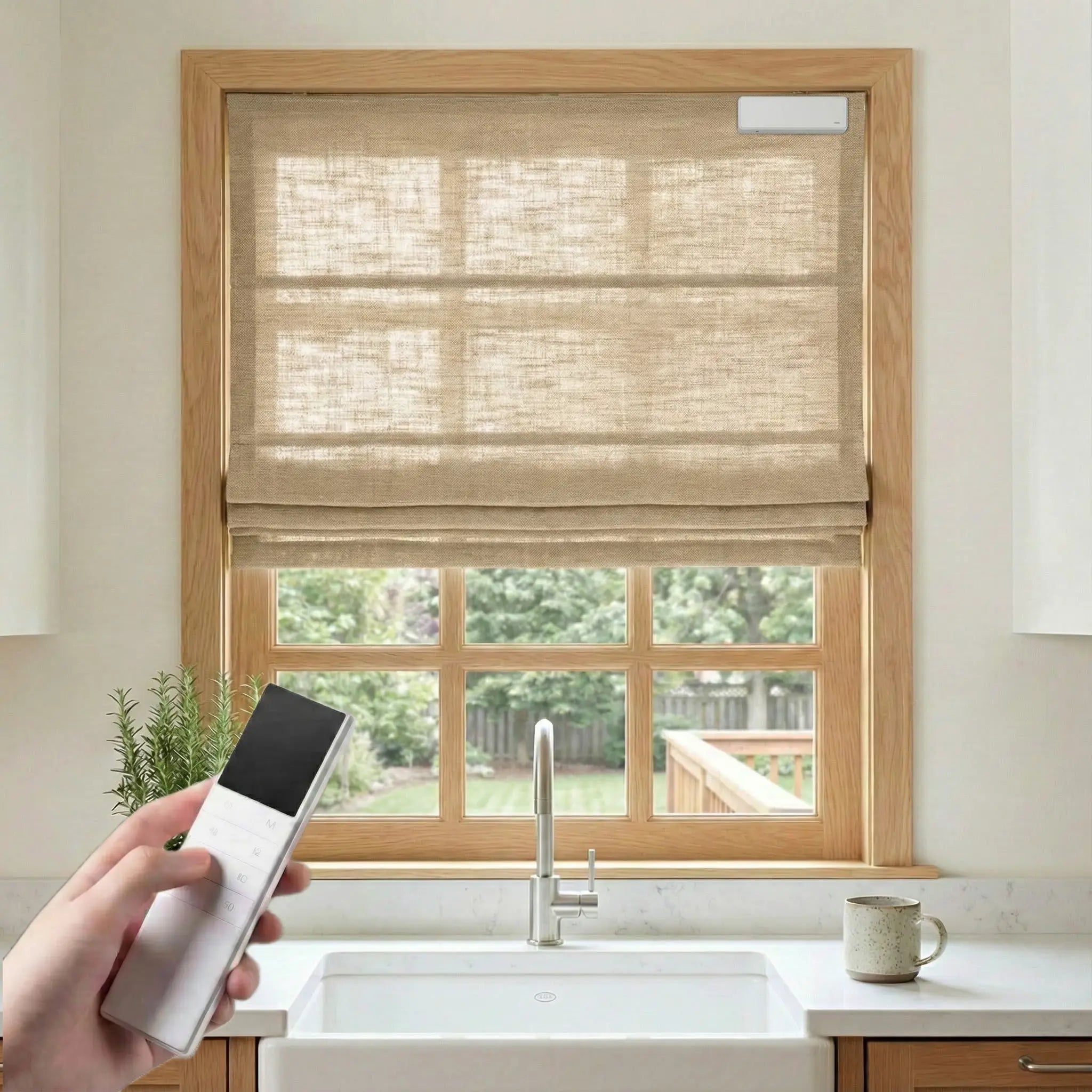 DraperyUS Costom Roman Shades Sandy Taupe